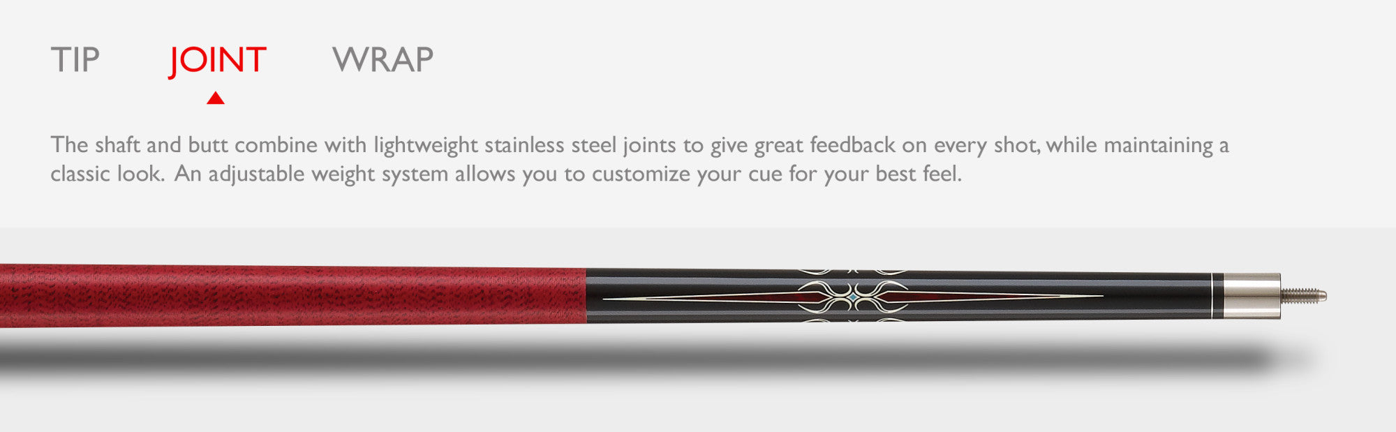 Viper 50-1250 Sinister Red and Black Wrap Billiard/Pool Cue Stick