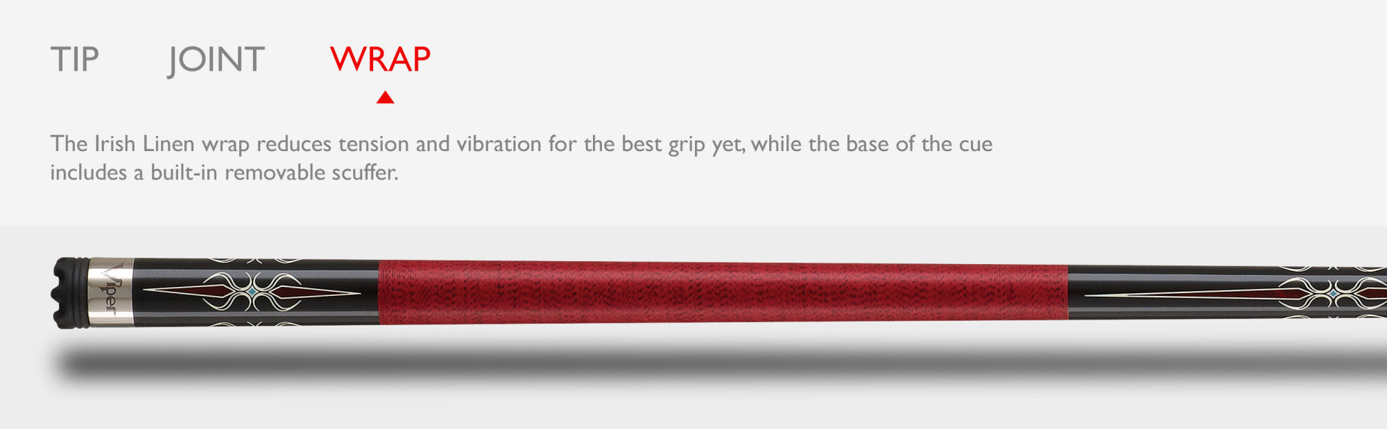 Viper 50-1250 Sinister Red and Black Wrap Billiard/Pool Cue Stick