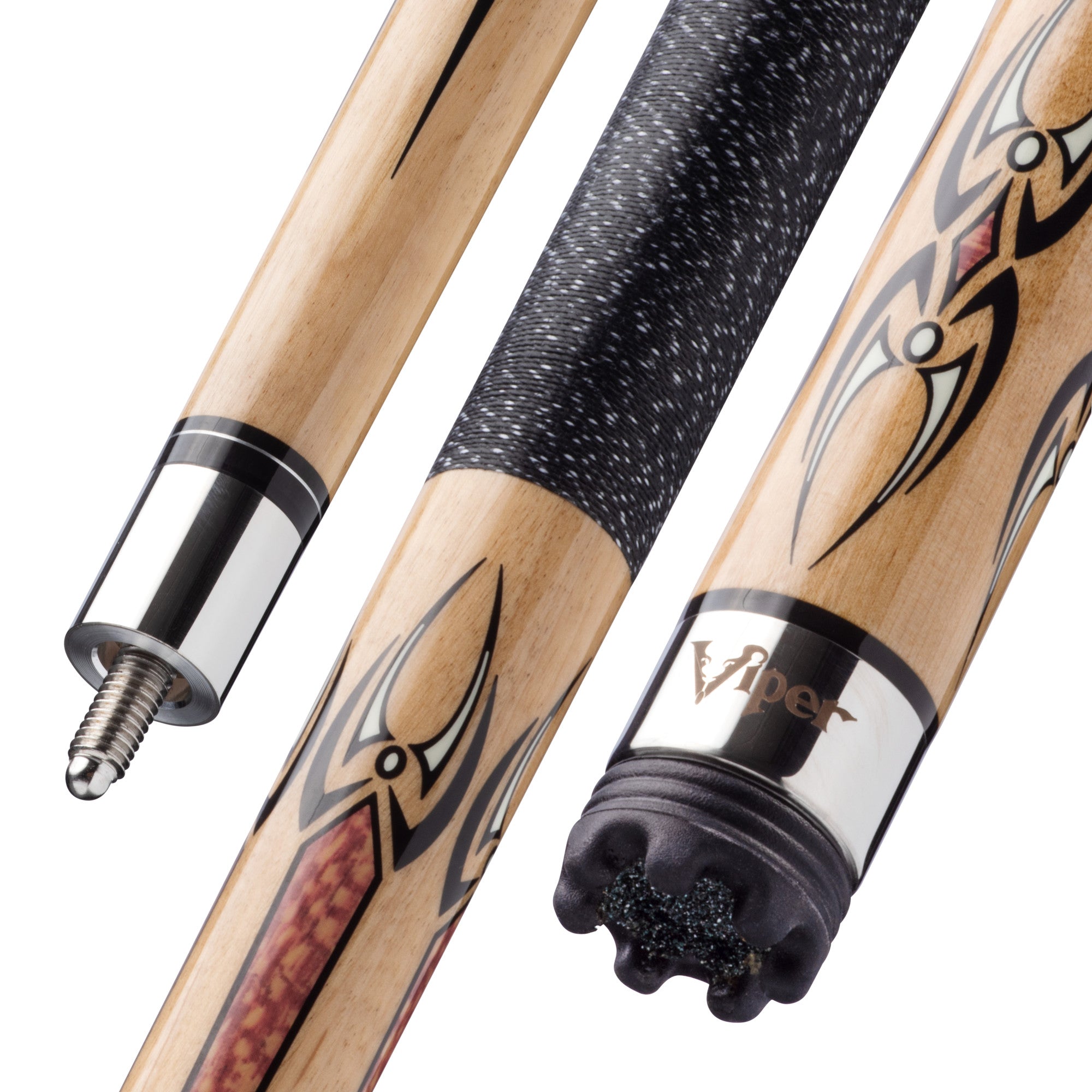 Viper 50-1252 Sinister Black and White Wrap with Brown Stain Billiard/Pool Cue Stick
