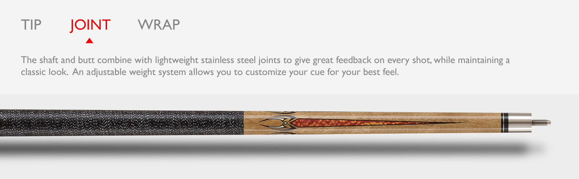 Viper 50-1252 Sinister Black and White Wrap with Brown Stain Billiard/Pool Cue Stick