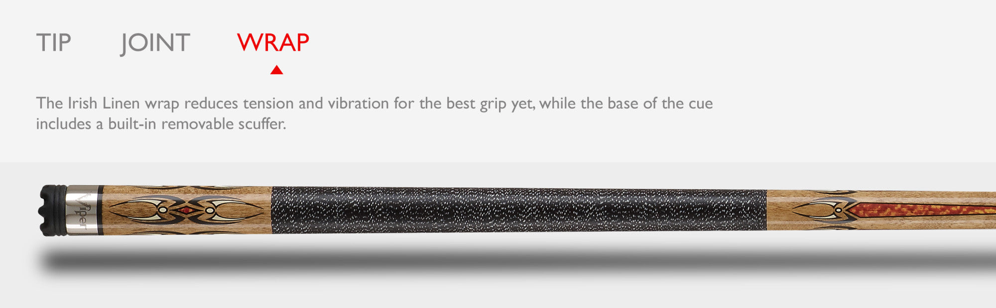 Viper 50-1252 Sinister Black and White Wrap with Brown Stain Billiard/Pool Cue Stick