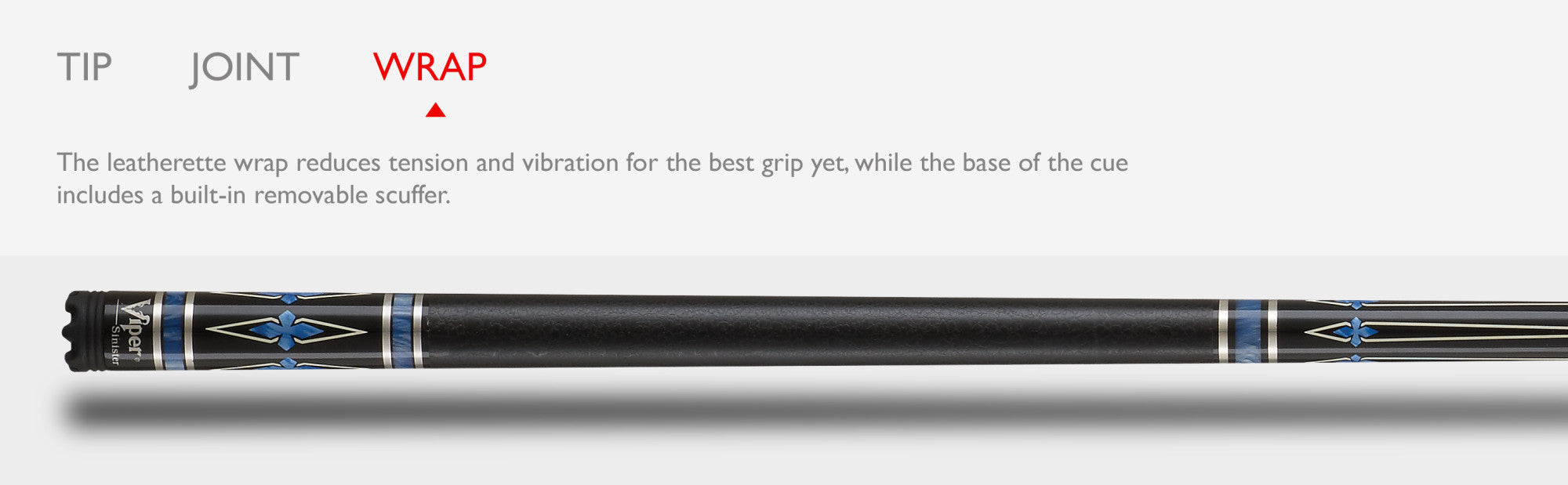 Viper 50-1401 Sinister Black Faux Leather Wrap Billiard/Pool Cue Stick